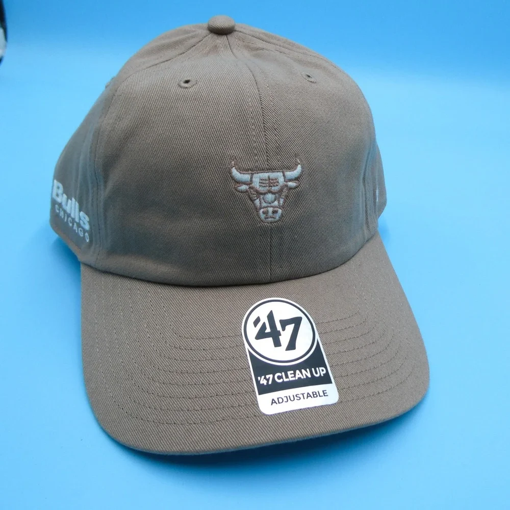 '47 Brand Cap Mens One Size Clean Up Chicago Bulls‎ Tan Embroidered Cotton NBA